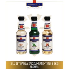 Simonelli Aromalı Şurup Seti 3X250 ml Kahve ve Kokteyl Şurubu Nane, Damla Sakızlı ve Tatlı-Ekşi Aromalı