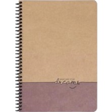 Mikasso 20X28 cm 100 Sayfa Çizgisiz Telli Defter Kraft Kapak 70 gr Krem Rengi Kağıt Karton Spiralli Çizgisiz