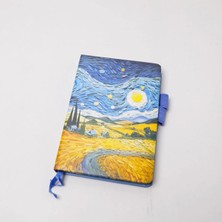 Mikasso Van Gogh Tasarımlı Lastikli Defter Karton Düz Çizgili 100 Yaprak Küçük Boy Çok Renkli Bloknotlar A3