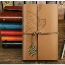 Mikasso Retro Vintage Klasik Deri Kapak Notebook Seyahat Günlüğü Doldurulabilir Eskiz Not Defteri, 165X220MM