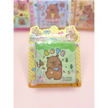 Mikasso Capybara Sulu Pullu Anahtarlıklı Stickerlı Kapibara Not Defteri (7,5x7,5 Cm) - Cute Yumuşak Düz Çizg