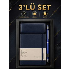 Mikasso Kutulu 3 Lü Metalik Defter,kalem,cüzdan Hediyelik Set Yumuşak Düz Çizgili 96 Yaprak Orta Boy Laciver