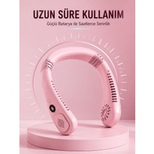 Meks Pembe Boyun Fanı Sessiz Çalışan USB Şarjlı Taşınabilir Kişisel Serinletici - HEP-7674-7972