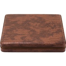 Lubinski Deri Sedirli Seyahat Puro Sunum Kutusu Slim Humidor 10S Kahve