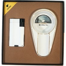 Cohiba Çift Torch Beyaz Çakmak Beyaz Küllük Ikili Puro Seti TR9837