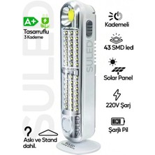 Suled Acil Durum LED & Kamp Lambası Güneş Şarjlı Işıldak 2 Kademeli Aydınlatma Tamir Ev Kamp El Feneri