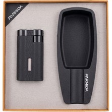 Parmida 3 Torch Mat Siyah Çakmak Mat Siyah Tekli Küllük Ikili Puro Seti TR9852