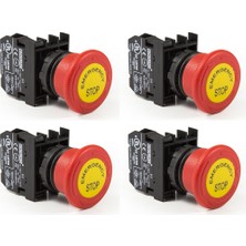 Emas Acil Stop Buton 40 mm Çevirmeli Etiketli 1nk Kırmızı (4 ADET)(B200EE)