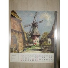 Plakperest Landschaft 1975 August/ağustos-Alman Peyzaj Takvimi/hellmeıer ’değirmen’ Resimli  48.5X59 cm Ebatlarında