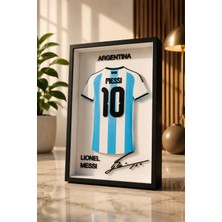 Esenliwe Arjantin Messi 10 Dekoratif 3D Forma Çerçevesi – Futbol Hediyesi