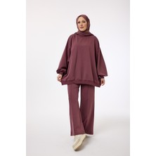 Suede Style 3044-2 - Şık Rahat Oversize 2 Iplik Salaş Kadın Altüst Takım