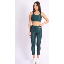 Soft & Basic Kadın Tayt Takım Polyester Paçası Tül Detaylı Yüksek Bel Tayt ve Bralet