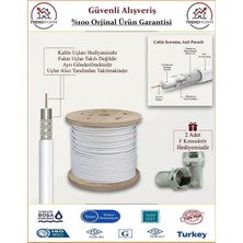 Trendhomm Anten Uydu Kablosu + 2 Adet F Konnektör - RG6 - 4 Metre