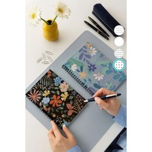 Mikasso 2'li Noktalı Defter Seti, A5 Boyutunda 50 Yaprak 100 Sayfa 2'li Set, Kelebek Karton Spiralli Noktalı