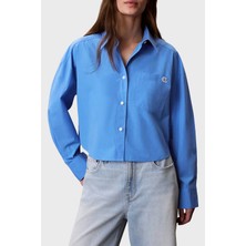Calvin Klein % 100 Pamuk Poplin Logolu Kısa Gömlek LV047F104GCG1 Bayan Gömlek LV047F104G Cg1