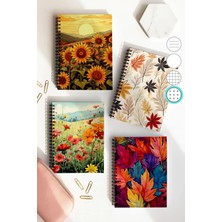 Mikasso Spiralli Noktalı Okul Defter Seti, A5 Boyutunda 50 Yaprak 100 Sayfa 4'lü Set, Yapraklı Set Karton Sp