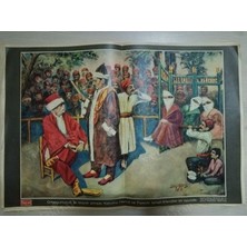 Plakperest Orta Oyununun Iki Büyük Siması-Ressam Muazzez Beyin Fırçasından Hayat Dergisi Orta SAYFASI-34X50 cm Boyutlarında