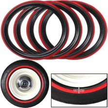 Omega 14 Inç Otomobil Kırmızı Siyah Yanak Görünümlü Lastik Aksesuarı 45 mm 4 Adet Set