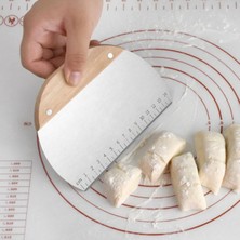 Empressco Bambu Oval Tutacaklı Çelik Büyük Boy Ölçülü Hamur Spatula