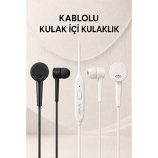 Jopus Yüksek Sesli Stereo Kulak İçi Kulaklık Mikrofonlu Beyaz 3.5mm Aux Jack Girişli 1m Kablo Tak Çalıştır iOS Android Uyumlu Siyah