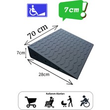 Roboqoq 7 cm Tekerlekli Sandalye Kapı Eşik Rampası Bantlı Dayanıklı Gri