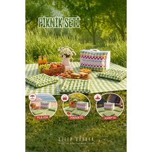 Sleep Garden Pötikare Piknik Örtüsü 170*170 4 Adet Yeşil Piknik Minderi 45X45 cm Taşıma Çantası Piknik Seti