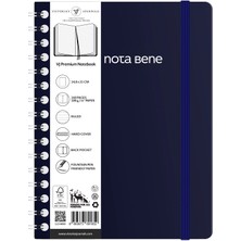 Mikasso Nota Bene Spiralli Premium Sert Kapak Defter, 14.8X21 Cm, Çizgili Sert Spiralli Çizgili Orta Boy Lac