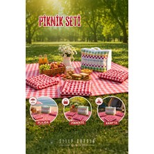 Sleep Garden Pötikare Piknik Örtüsü 170*170 4 Adet Piknik Minderi 45X45 cm Taşıma Çantası Piknik Seti