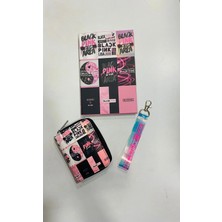 Mikasso Blackpink Defter Anahtarlık Cüzdan Kombin Karton Düz Çizgisiz 160 Yaprak Orta Boy Pembe Not Defteri