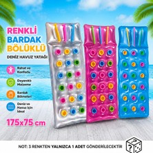 LRS Store Lüks Deniz Havuz Yatağı Bardak Tutuculu 175X75 cm Renkli Havuz Eğlencesi Yatak