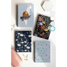 Mikasso Spiralli Noktalı Okul Defter Seti, A5 Boyutunda 50 Yaprak 100 Sayfa 4'lü Set, Mavili Set Karton Spir
