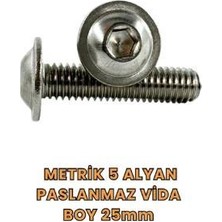 Motobisavm Metrik 5 Alyan Paslanmaz Vida Boy 25MM 25'li Paket