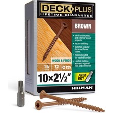 Belirtilmemiş Deck Ahşap Vidalar, Kahverengi Dış Vidalar, 2-1/2" x #10, 1 Lb