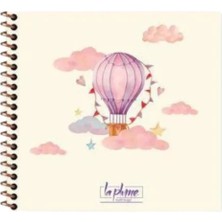 Mikasso 16X15 cm Çizgisiz 50 Yaprak Sert Kapak Telli Defter 60 gr Krem Rengi Kağıt Balon Desen Sert Spiralli