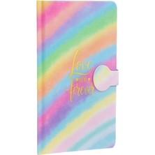 Mikasso Magnetli Gökkuşağı Defter 128 Syf. Çizgili 13X18,5 Sert Düz Çizgili Orta Boy Çok Renkli Not Defteri