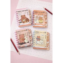 Mikasso Kawaii Cute Bear Spiralli Mini Not Defteri (Tekli) - Sevimli Ayıcık Iç Tasarımlı Sert Spiralli Çizgi
