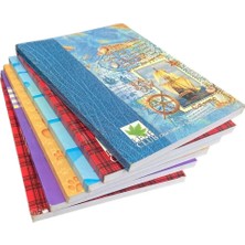 Mikasso Karton  Kapak Tel Dikiş A5 120 Yp. Çizgili  Defter 6'lı  Set Karton Düz Çizgili 120 Yaprak Küçük Boy