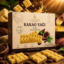 Luxelure Kakao Yağı %100 Saf Soğuk Pres 114 G (3 x 38 G) | Gıda ve Kozmetik Kullanımına Uygun Kare Form