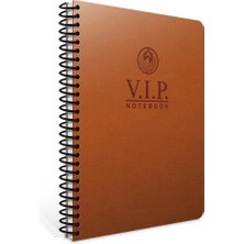 Mikasso Vip A4 140 Yaprak Deri Kapak Spiralli Defter (1080) Çizgili Taba Spiralli Çizgili Orta Boy Kahvereng