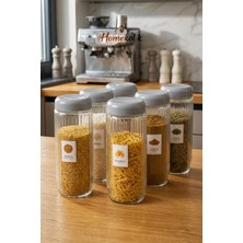 Homekolik 6’lı Cam Kavanoz Seti 1500 ml Antrasit Kapaklı Hava Geçirmez Mutfak Saklama Kabı