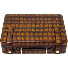 Lubinski Deri Croco Humidor El Çantası Puro Kutusu 18's Kahve LB-627