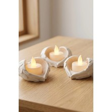 the mr east Melek Işığı Seti 3’lü Melek Kanatlı LED Mum Dekoratif Tealight 8 x 7 cm