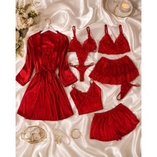 Çeyize Dair Herşey Luxury Bridal 8 Parça Saten Gecelik Çeyiz Sabahlık Takımı