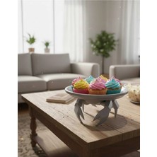 the mr east Dekoratif Yengeç Figürü Gri Pratik Ev Gereçleri Sunum Tabak 16 x 16 cm