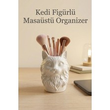 the mr east Kedi Tasarımlı Kalemlik Organizer Masaüstü Makyaj Fırça Kutusu