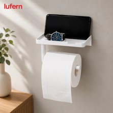 Lufern Özel Tasarım Tuvalet Kağıdı Askılığı Raflı Güçlü Yapışkanlı Banyo Aksesuarı Telefon Islak Mendil