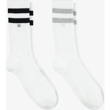 Calvin Klein Erkek Beyaz Calvin Klein Ck Men Sock 2p Strıp, 004 Beyaz Erkek 2'li Çorap