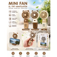 Mini Fan Şarjlı El Vantilatörü 3 Kademeli USB Şarjlı Sessiz Taşınabilir Masaüstü Telefon Standlı El Fan