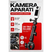 Motobros Motosiklet Aksiyon Kamera Aparatı Sök Tak Y-2 Kamera Tutucu Gopro INSTA360 Djı Action Uyumlu 360° Ayarlı