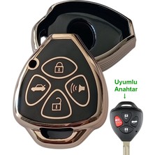 Kasey Toyota Corolla Auris Rav4 Hilux Uyumlu Kumanda Anahtar Kılıfı Oto Anahtarlık 4 Tuşlu Siyah Gold